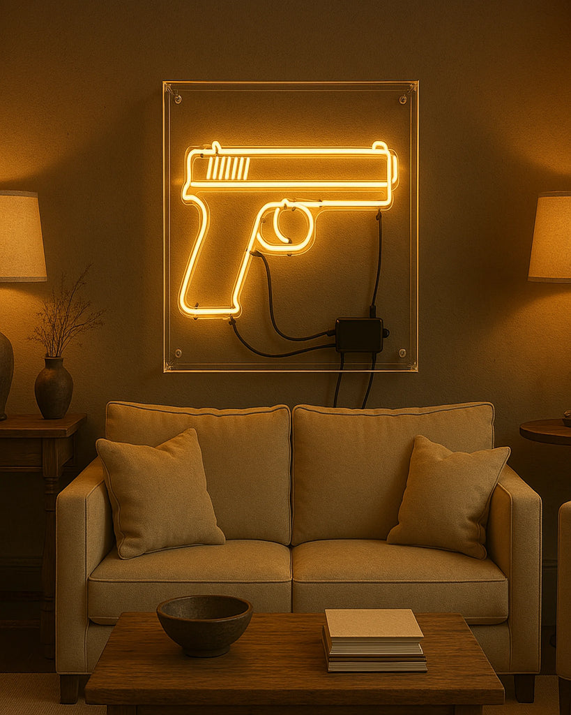 GOLD GUN REAL GLASS NEON ART