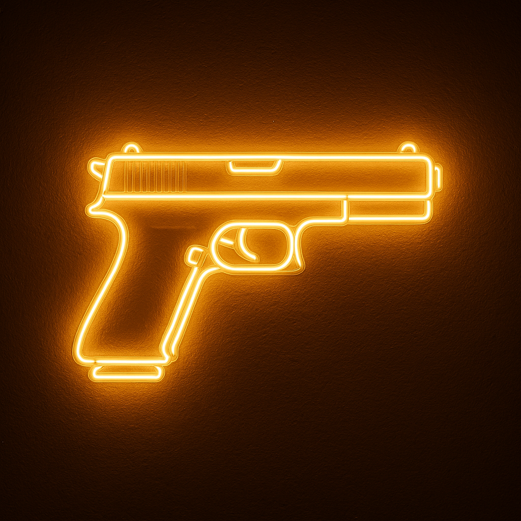 GOLD GUN REAL GLASS NEON ART