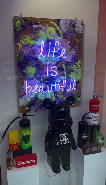“Life Is Beautiful” –  Real Glass Neon on Acrylic Canvas