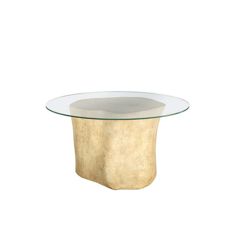 Log Table Base Glass Top