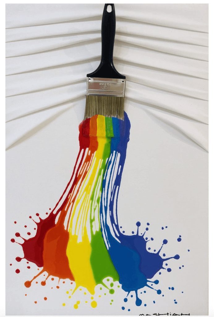 "Let's Paint", Rainbow Splash on White