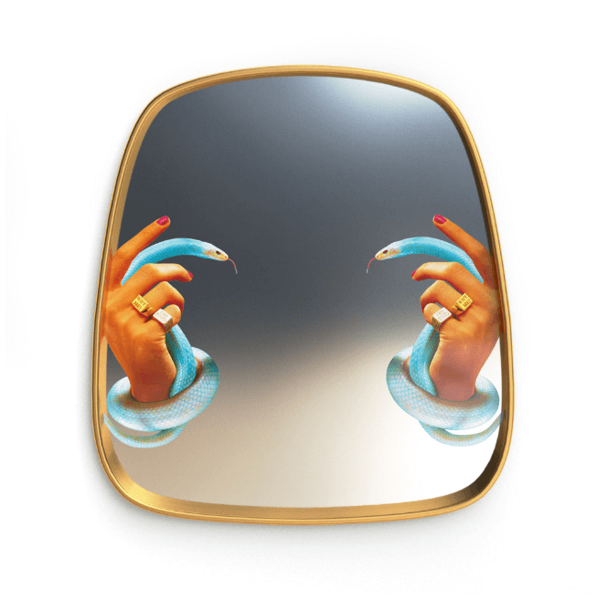 Seletti Hands With Snakes Gold Frame Mirror