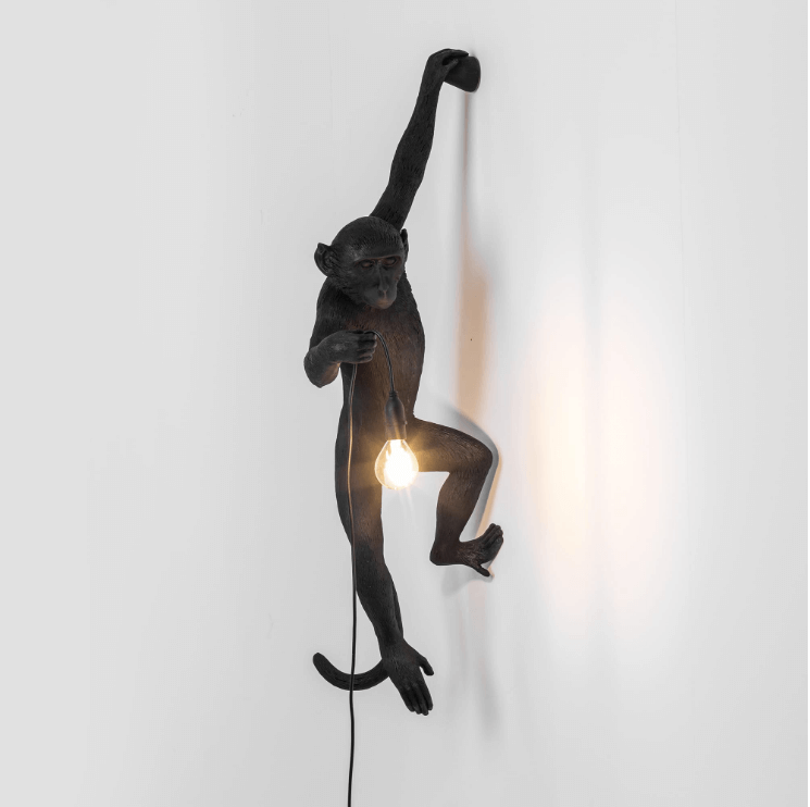 Wall Hanging Monkey Lamp Black Left Version