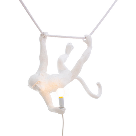 Wall Hanging Monkey Lamp OUTDOOR Version White Left
