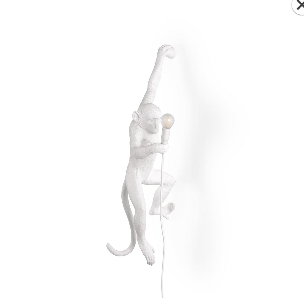 Wall Hanging Monkey Lamp OUTDOOR Version White Left