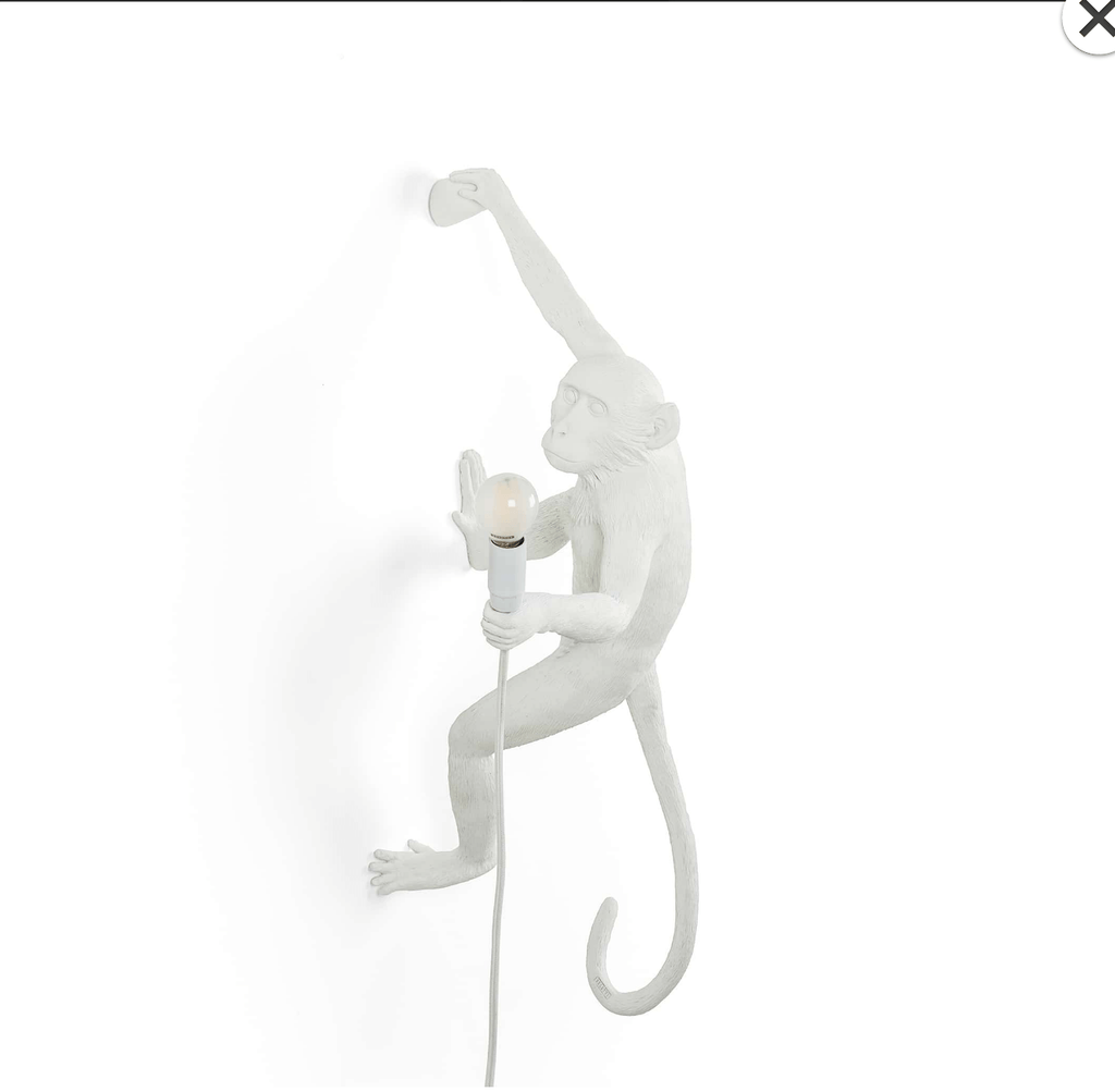 Wall Hanging Monkey Lamp OUTDOOR Version White Right