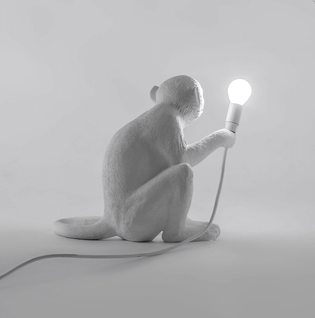 Sitting Monkey Lamp OUTDOOR Version White