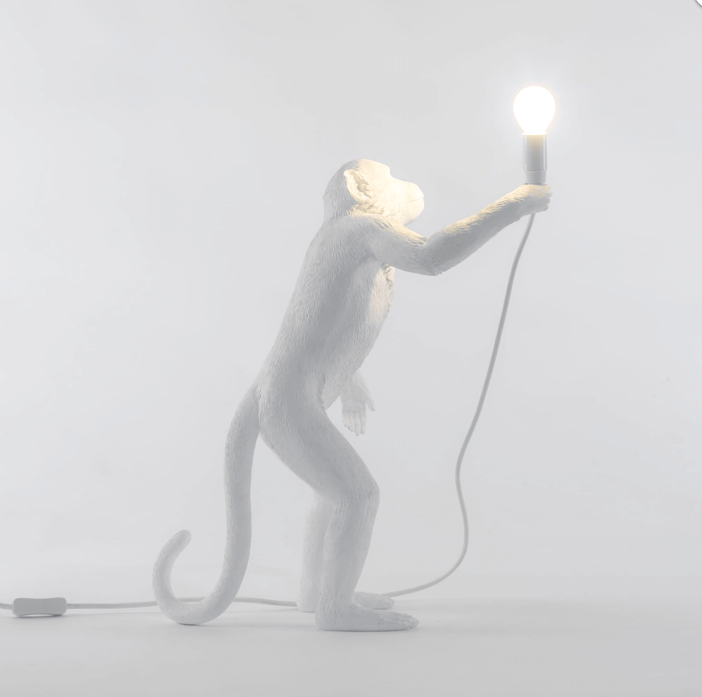 Standing Monkey Lamp OUTDOOR Version White