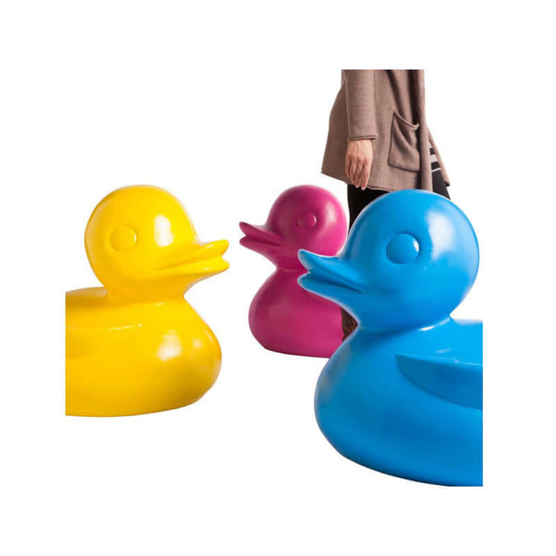 Large Yellow Fiberglass Duck Sculpture – Luxury Modern Outdoor Art Statue