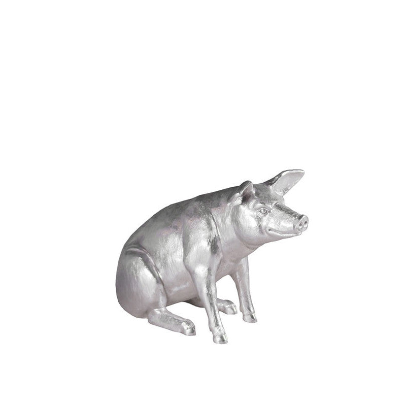 Pig Sculpture Silver Leaf
