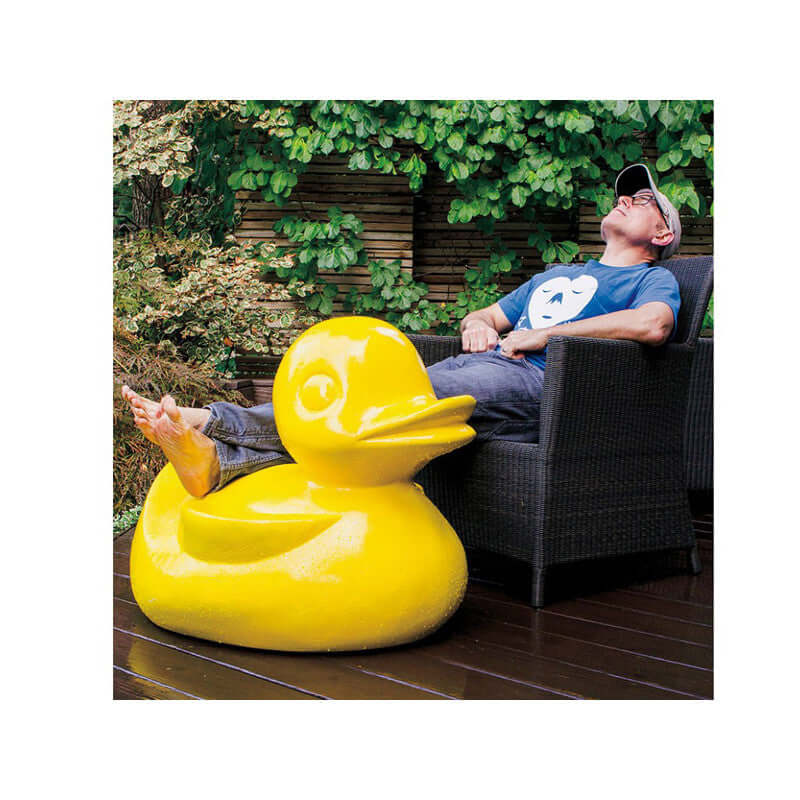 Large Yellow Fiberglass Duck Sculpture – Luxury Modern Outdoor Art Statue