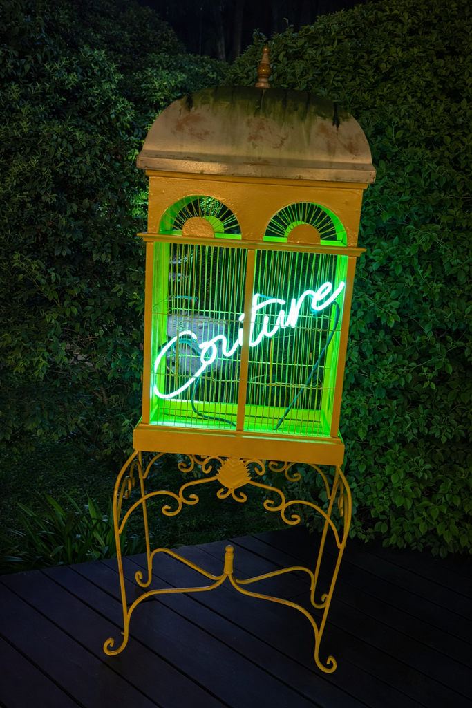 “Couture” – One-of-One Neon Birdcage Sculpture | Luxury Neon Art