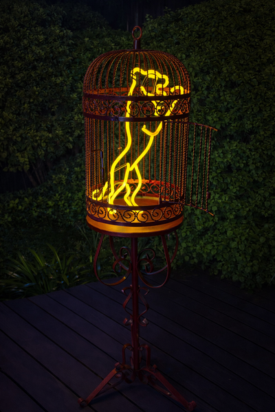 “Le Jaguar” – One-of-One Neon Birdcage Sculpture | Luxury Neon Art
