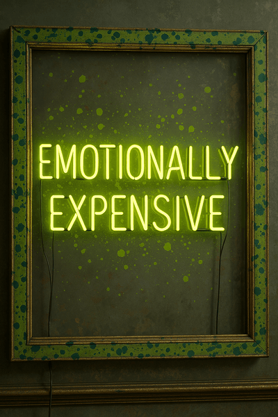 CUSTOM GLASS NEON SIGN ''EMOTIONALLY EXPENSIVE''