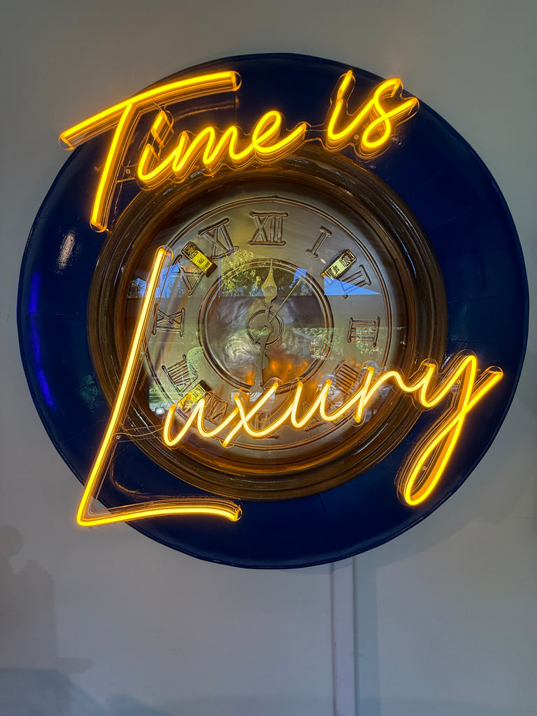 “Time Is Luxury” – Illuminated Vintage Clock Sculpture | One of One