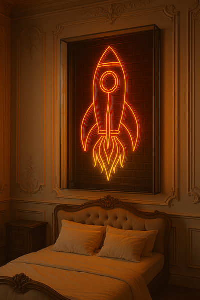 CUSTOM GLASS NEON SIGN "ROCKET"
