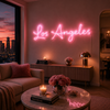 Los Angeles custom pink real glass neon sign in luxury modern interior