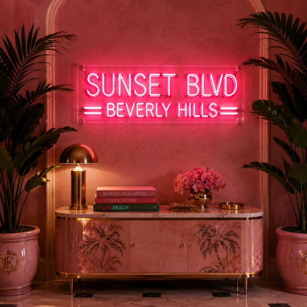 Luxury Sunset Blvd Beverly Hills Neon Sign – Real Glass Neon Wall Art | Duroque