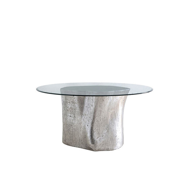 Log Table Base Glass Top