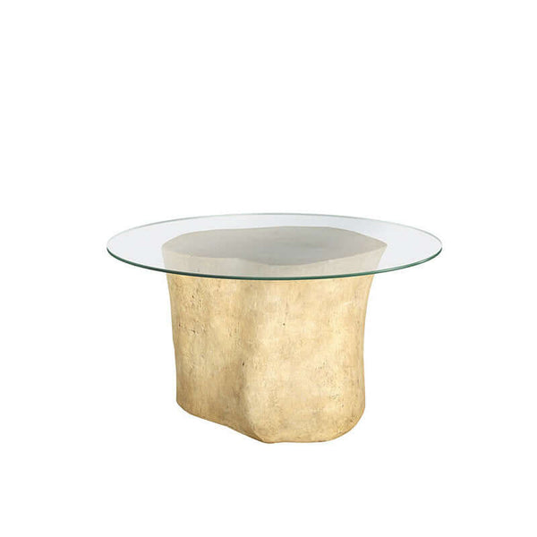 Log Table Base Glass Top
