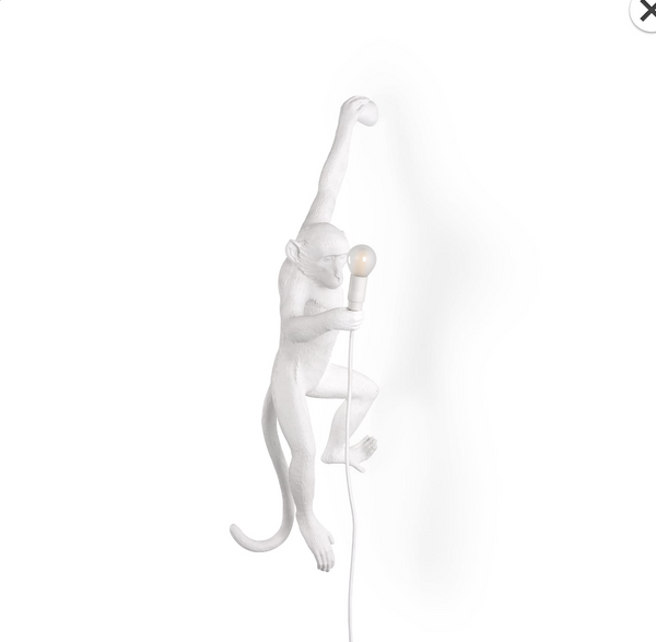 Wall Hanging Monkey Lamp OUTDOOR Version White Left