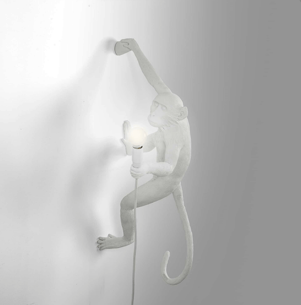 Wall Hanging Monkey Lamp OUTDOOR Version White Right
