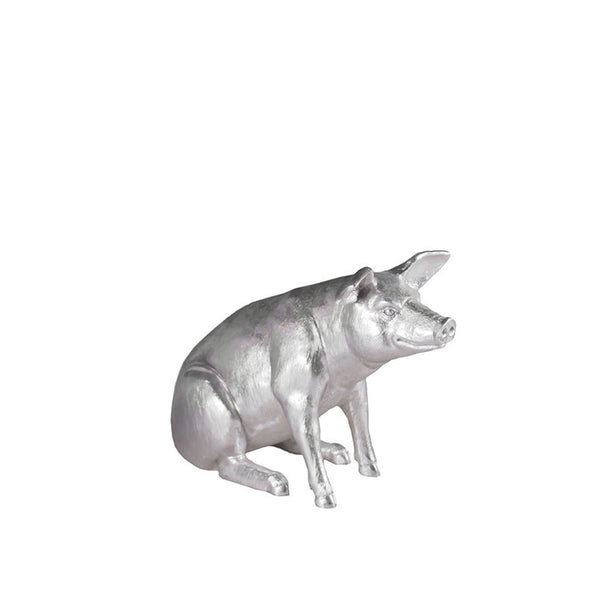 Pig Sculpture Silver Leaf